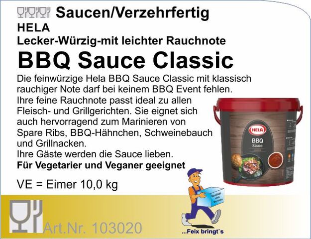 103020 - Barbecue Sauce Classic 10kg - Hela