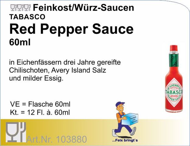103880 - Tabasco red Pepper Sauce (12x60ml)