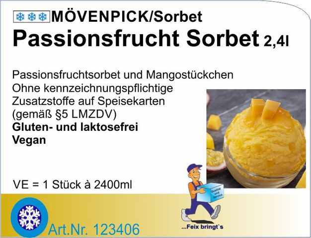123406 - Sorbet Passionsfrucht 2x2,4 L/Kt  Sch