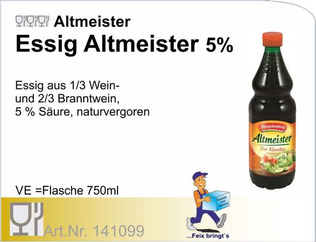 141099 - Essig Altmeister 5% 750ml 12Fl/Kt