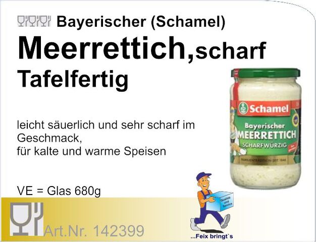142399 - Meerrettich bayr. scharf 680g (6Gl/Kt) Schamel