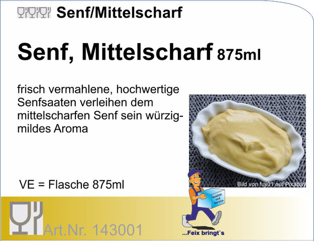 143001 - Senf mittelscharf 875ml (6Fl/Kt)