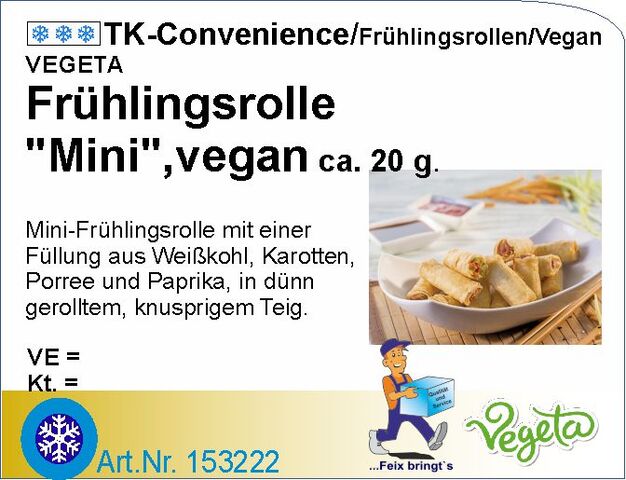 153222 - Mini Frühlingsrolle vegan 20g (6x50St./Kt) TK