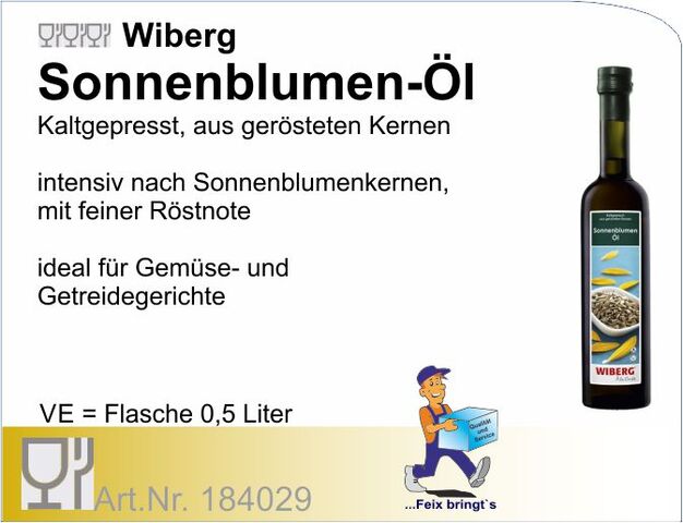 184029 - Sonnenblumen-Öl 0,5L (3Fl/Kt) WIB