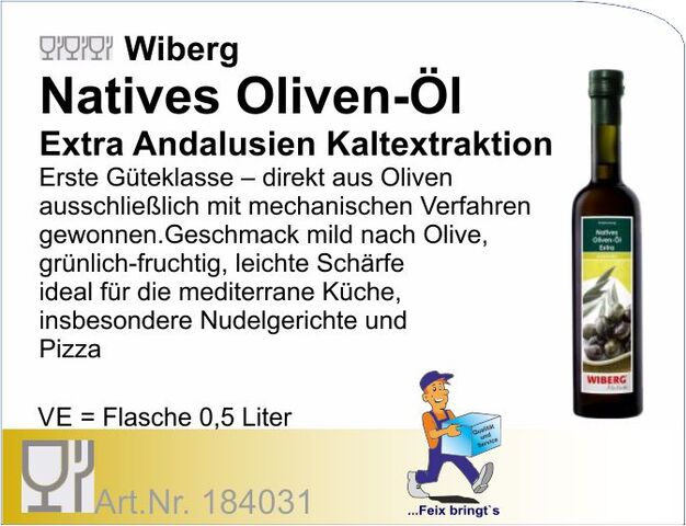 184031 - Olivenöl Nativ Extra 0,5L (3Fl/Kt) WIB