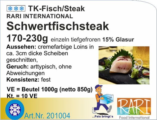 201004 - Schwertfischsteak 170/230 20%Gl. (5kg/Kt)