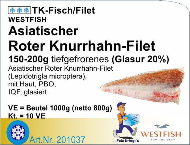 201037 - Roter Knurrhahn-Filet 150/200g (10x1kg/Kt)