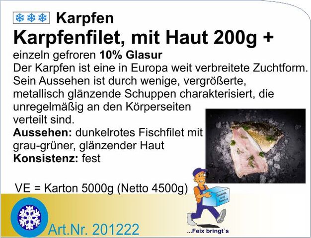 201222 - Karpfenfilet m.H. 200-500g 10%Gl (5kg/Kt)