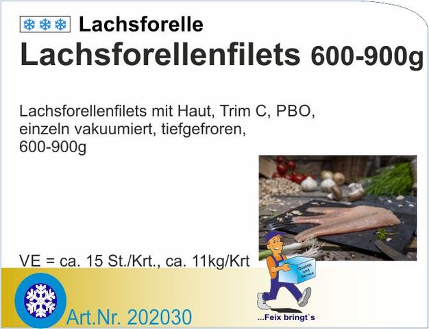 202030 - Lachsforellenfilet 600-900g (ca.11kg/Kt)