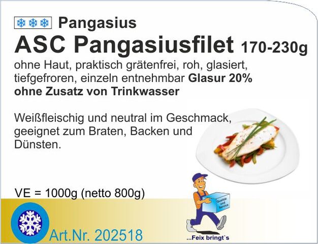 202518 - Pangasiusfilet 170/230g (5kg/Kt) o.Zusatzstoffe