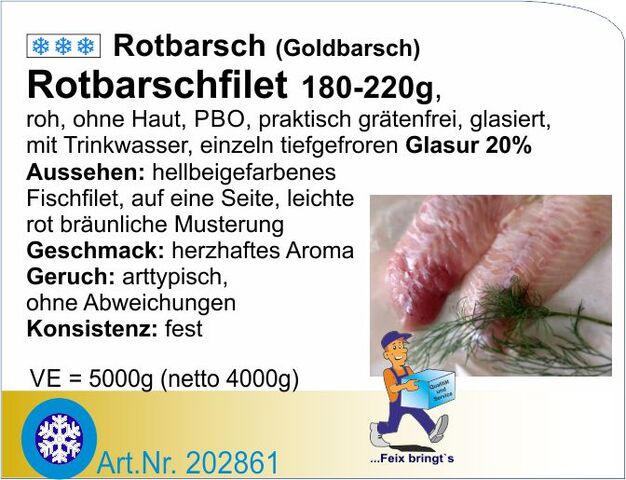 202861 - Rotbarschfilet natur180/220g 4kg netto (5kg/kt)