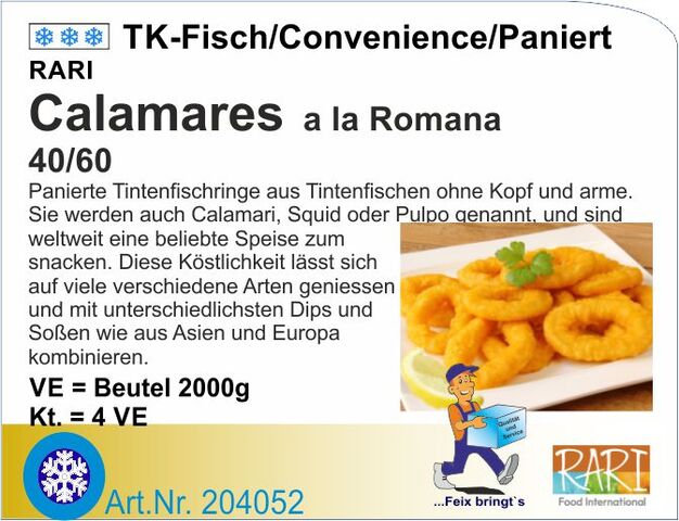 204052 - Tintenfischringe paniert Romana 40/60 (4x2kg/Kt)