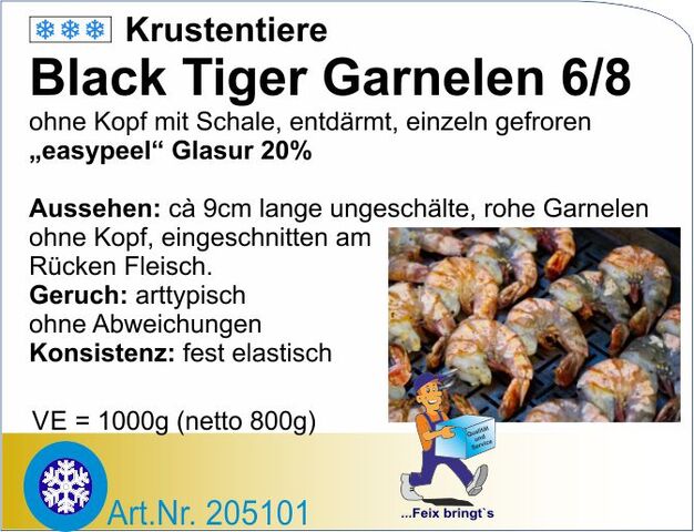 205101 - Riesengarnelen 6/8 o.Kopf m.Sch. EP (10x1kg)