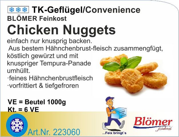 223060 - Chicken Nuggets im Backteig ca. 23g (6x1kg/Kt)