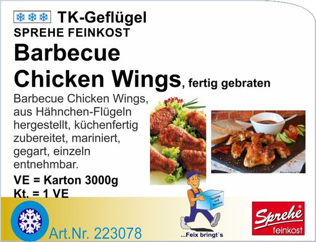 223078 - Chicken Wings Barbecue gebraten (3kg/Kt) Sp