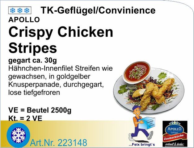 223148 - Crispy Chicken Stripes gegart (2x2,5kg/Kt)