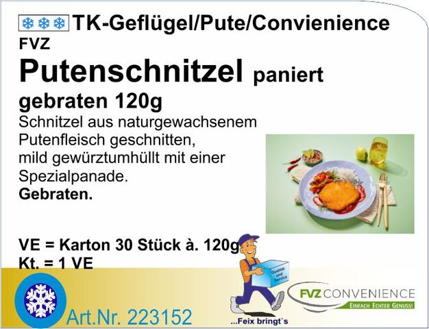 223152 - Putenschnitzel 120g paniert fertig gebraten (3,6kg/Kt)