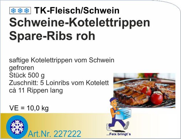 227222 - Spare Ribs roh ca.500g (10kg/Kt)