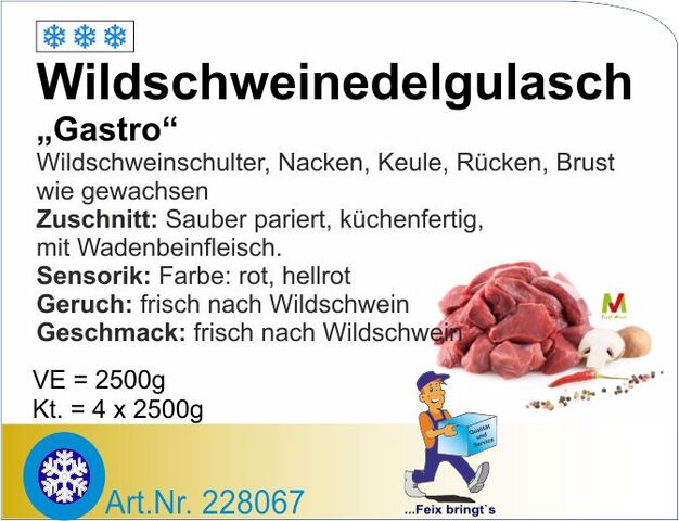 228067 - Wildschweinedelgulasch Gastro (4x2,5kg/Kt