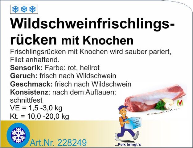 228249 - Wildschweinfrischlingsrücken m. Kn. ca.3-4kg / St.
