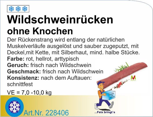 228406 - Wildschweinrücken o. Kn. ca. 1-1,5 kg (ca. 10kg/Kt)