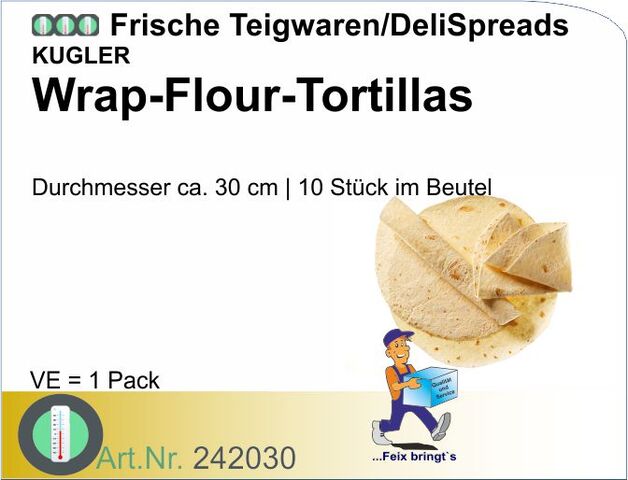 242030 - Wrap Flour Tortillas 30cm Kugler (10St/Pck)