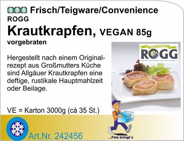 242456 - Krautkrapfen vegan ca. 85g (3kg/Btl/ca.35Stk) frisch