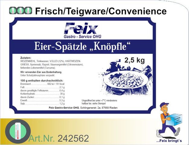 242562 - Eierspätzle Knöpfle (4x2,5kg/Kt) FEIX