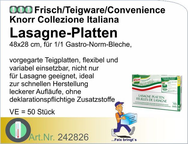 242826 - Lasagne-Platten 48x28cm 200g (50St/Kt) Knorr