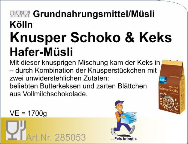 285053 - Müsli Knusper Schoko & Keks 1,7kg (4Pack/Kt) Kölln