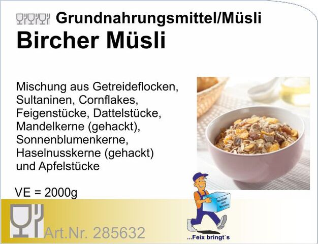 285632 - Müsli Bircher 2kg ohne Zuckerzusatz (4Pack/Kt)