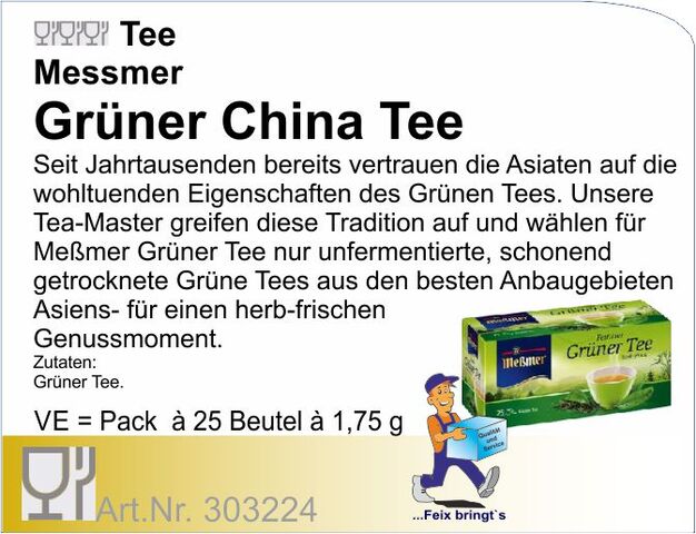 303224 - Grüner China Tee (12 Pck à 25 Btl à 1,75g/Kt)