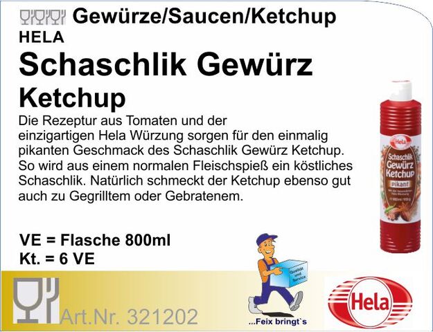 321202 - Schaschlik-Gewürz-Ketchup pikant 800ml Hela
