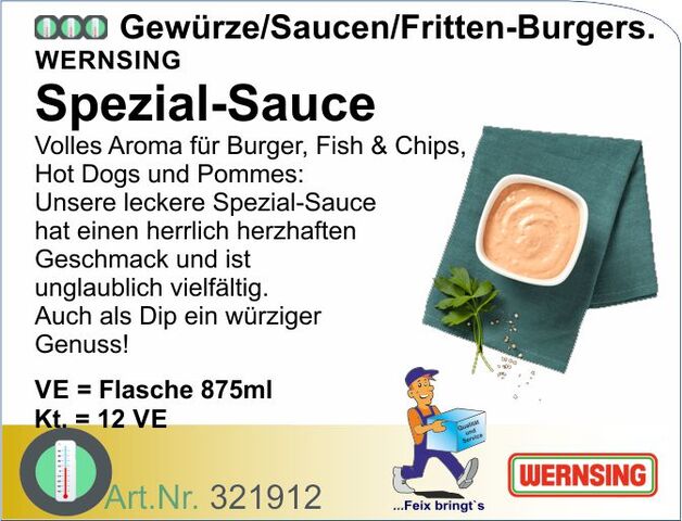 321912 - Spezial-Sauce 875ml (Würzsauce f.Hamb.12Fl/Kt)