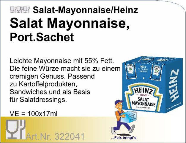 322041 - Mayonaise 55% (100X17ml/Kt.)HEINZ