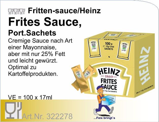 322278 - Frites-Sauce 25% (100x17ml/Kt) HEINZ