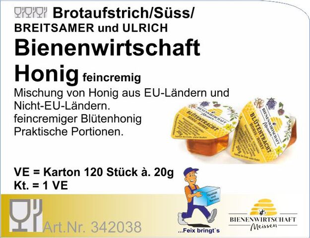 342038 - Honig flüssig, Bienenwirtschaft Meissen (120x20g/Kt)