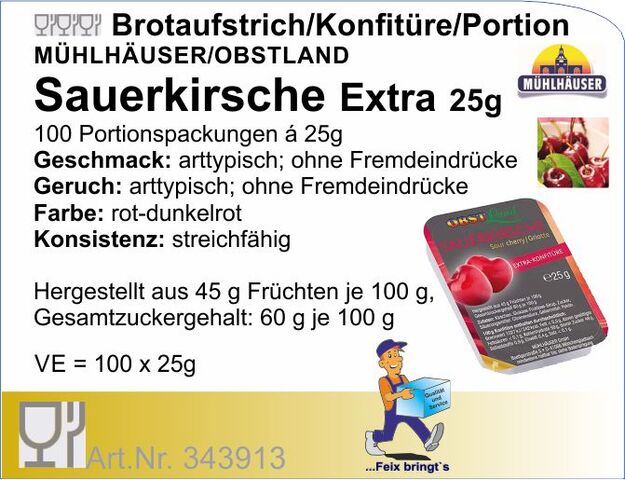 343913 - Konfitüre Sauerkirsche 25g (100St./Kt)