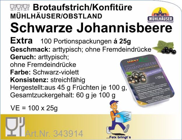 343914 - Konfitüre schw. Johannisbeere 25g (100St./Kt)