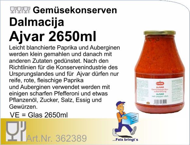 362389 - Ajvar Paprikamark 2650ml (6Gl/Kt)