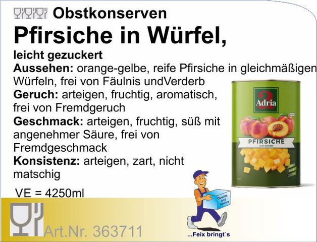 363711 - Pfirsich Würfel 14x14 mm 4250 ml (6Do/Kt) ATG 3000g