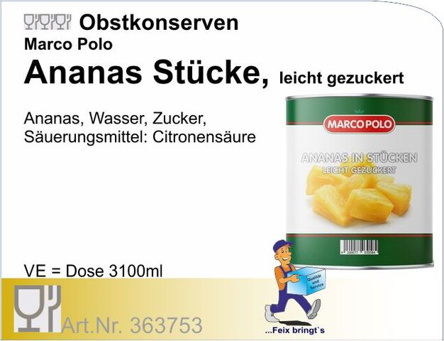 363753 - Ananas Stücke 3100 ml (6Do/Kt.)