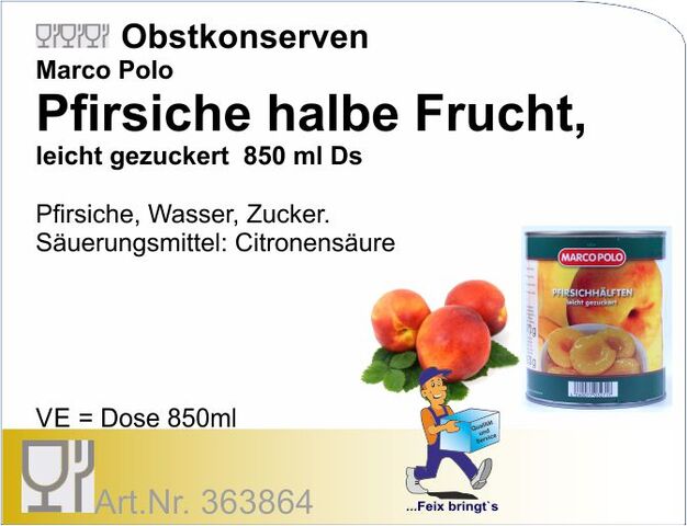 363864 - Pfirsiche 1/2 Frucht 850ml (12 Do/Kt.)