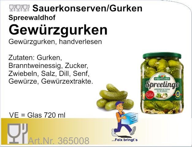 365008 - Gewürz Gurken Spreewald 720ml (12Gl/Kt)