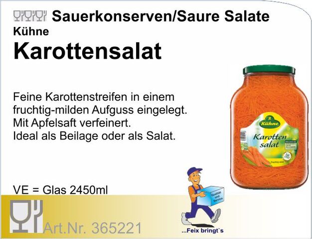 365221 - Karottensalat Streifen 2450ml  Kühne