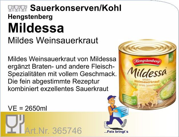 365746 - Sauerkraut Mildessa 2650ml (3 Do/Kt.)