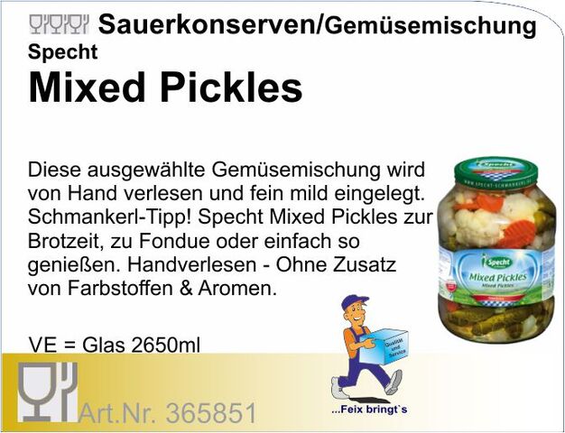 365851 - Mixed Pickles 2650 ml Specht (2 Gl/Kt.)