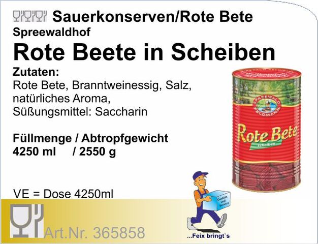 365858 - Rote Bete in Scheiben 4250ml