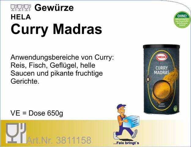 3811158 - Curry Madras 650g Hela