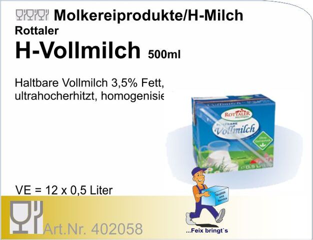 402058 - H-Vollmilch 3,5% 0,5L (12St/Kt)  Rottaler